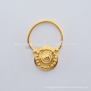 Handmade Gold Plated 925 Sterling Silver Nose Ring Jewelry, IndianTribal Septum Nose Ring Jewelry